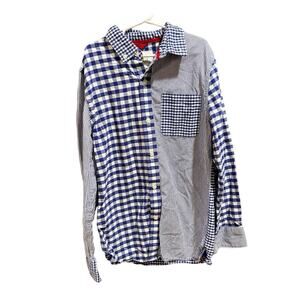 Mini Boden Gingham Striped Button Down Long Sleeve 100% Cotton Size 11-12Y 152cm